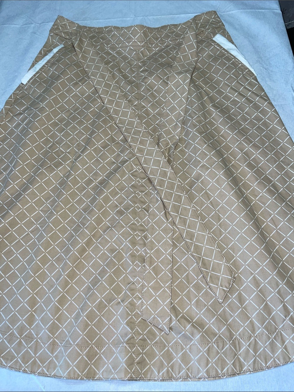 Ann Taylor Geometric Diamond Grid Skirt Tan Beige 14P Petite